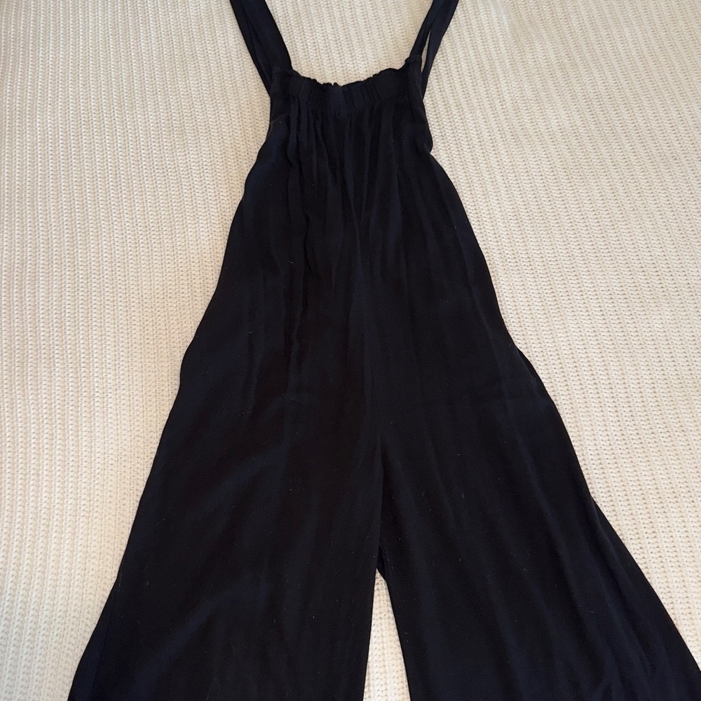 Forever 21 Black Wide-Leg Jumpsuit with Shoulder Straps